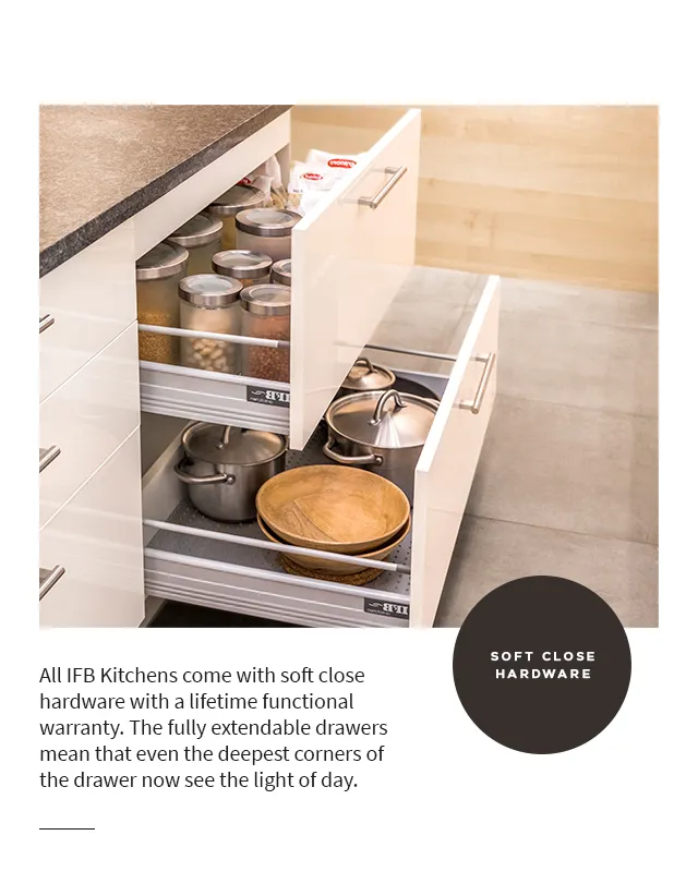 IFB Kitchen Drawers  (Mobile) | Soft Close Hardware | Kitchen Storage - IFB Modular Kitchen